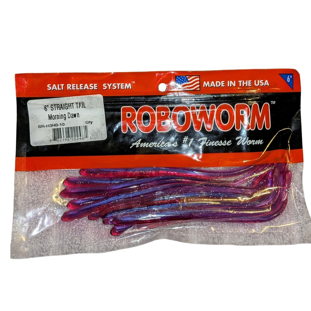 Roboworm‎ 6 Straight Tail Morning Dawn Salt Release System Fishing Lures 10